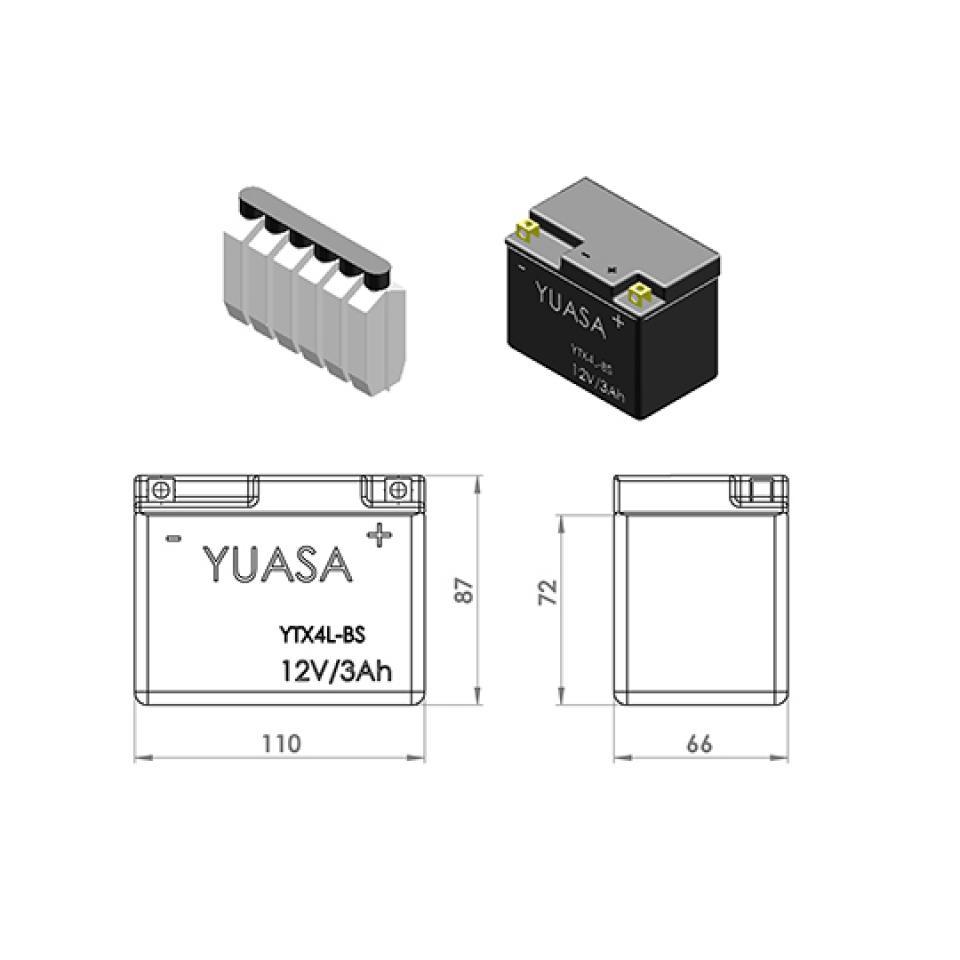 Batterie Yuasa pour Moto Rieju 50 RS3 2011 à 2012 YTX4L-BS / 12V 3Ah Neuf