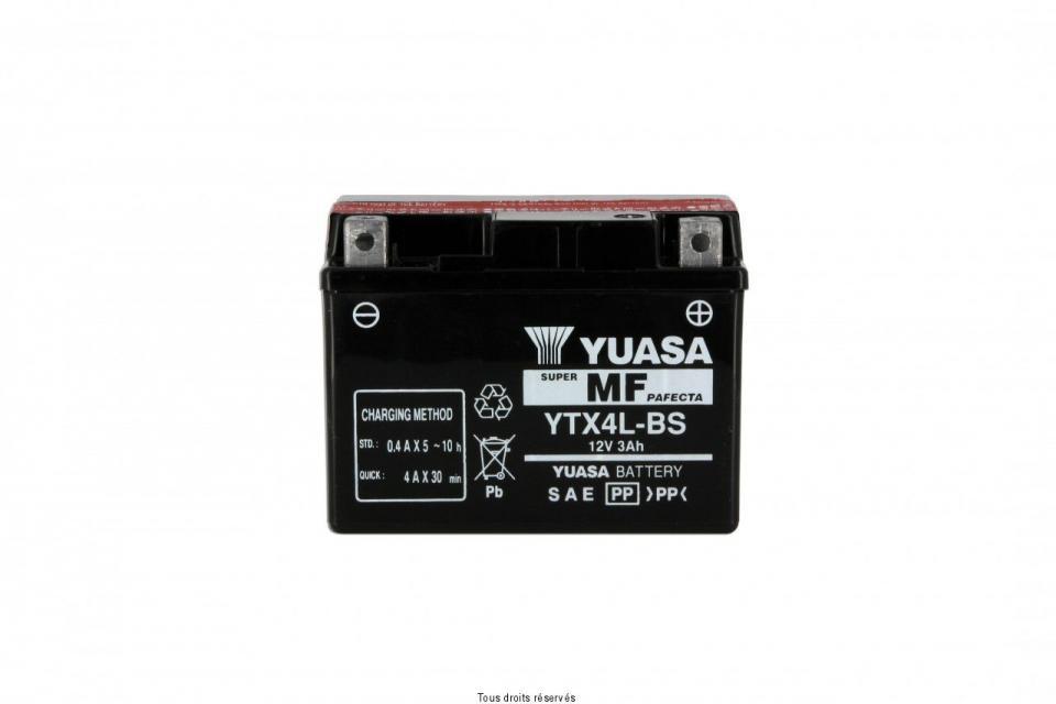 Batterie Yuasa pour Moto Yamaha 125 Tt-R Le Grandes Roues 2002 à 2013 YTX4L-BS / 12V 3Ah Neuf