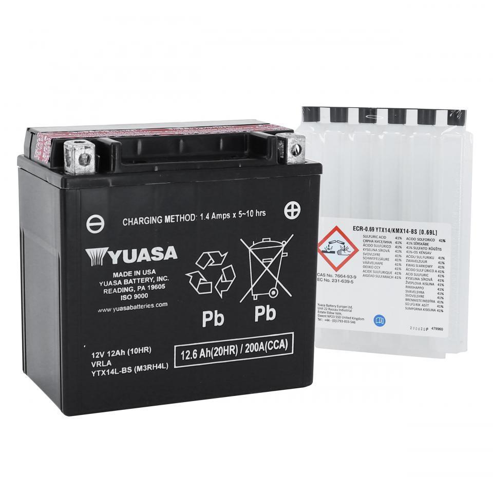 Batterie Yuasa pour Moto Buell 1125 CR 2009 à 2010 YTX14L-BS / 12V 12Ah Neuf