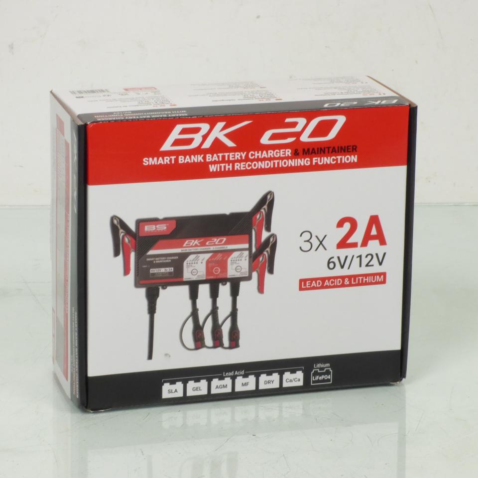 Chargeur multi batterie électronique intelligent BS Battery BK20 pour 3 moto