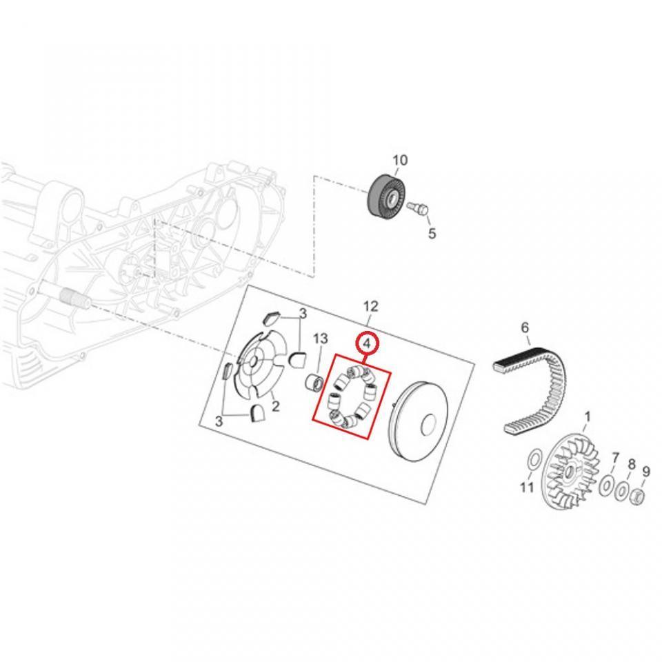 Galet rouleau de variateur origine pour scooter Piaggio 500 X10 4T 4V Ie Euro3 2012-2013 25x17 21Grs / 830899 Neuf