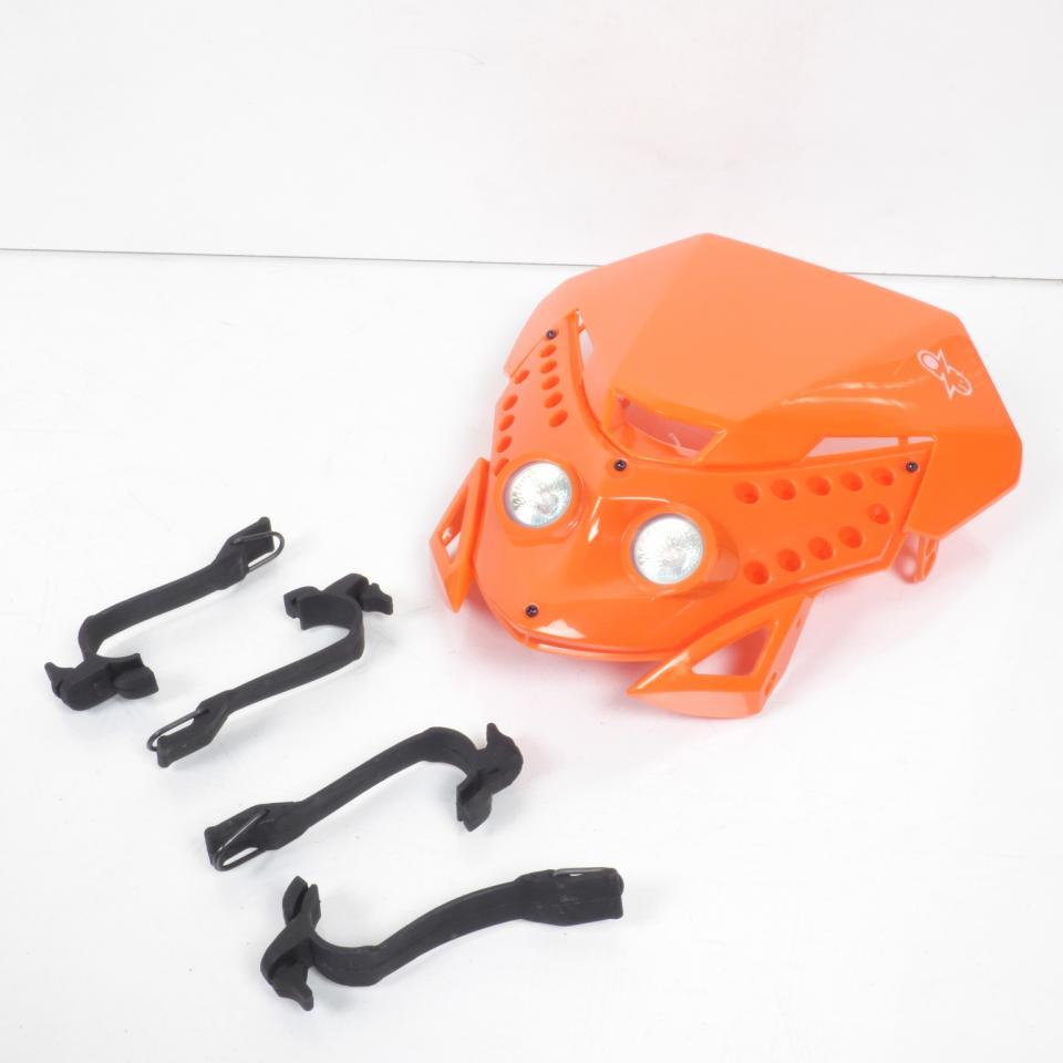 Plaque phare tête de fourche halogène One pour moto E.T. orange optique tuning Neuf