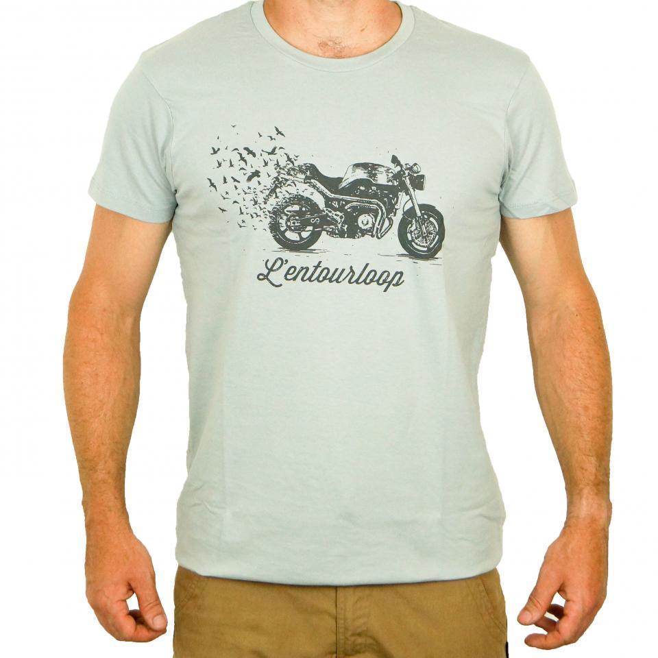 Tee Shirt pour moto Homme L'entourloop Birdy Gris taille XXL