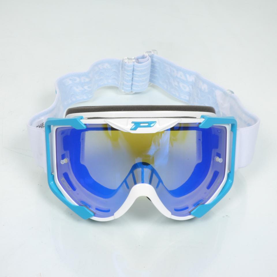 Masque lunette cross ProGrip blanc et bleu écran teinté pour moto PZ3400AZFL
