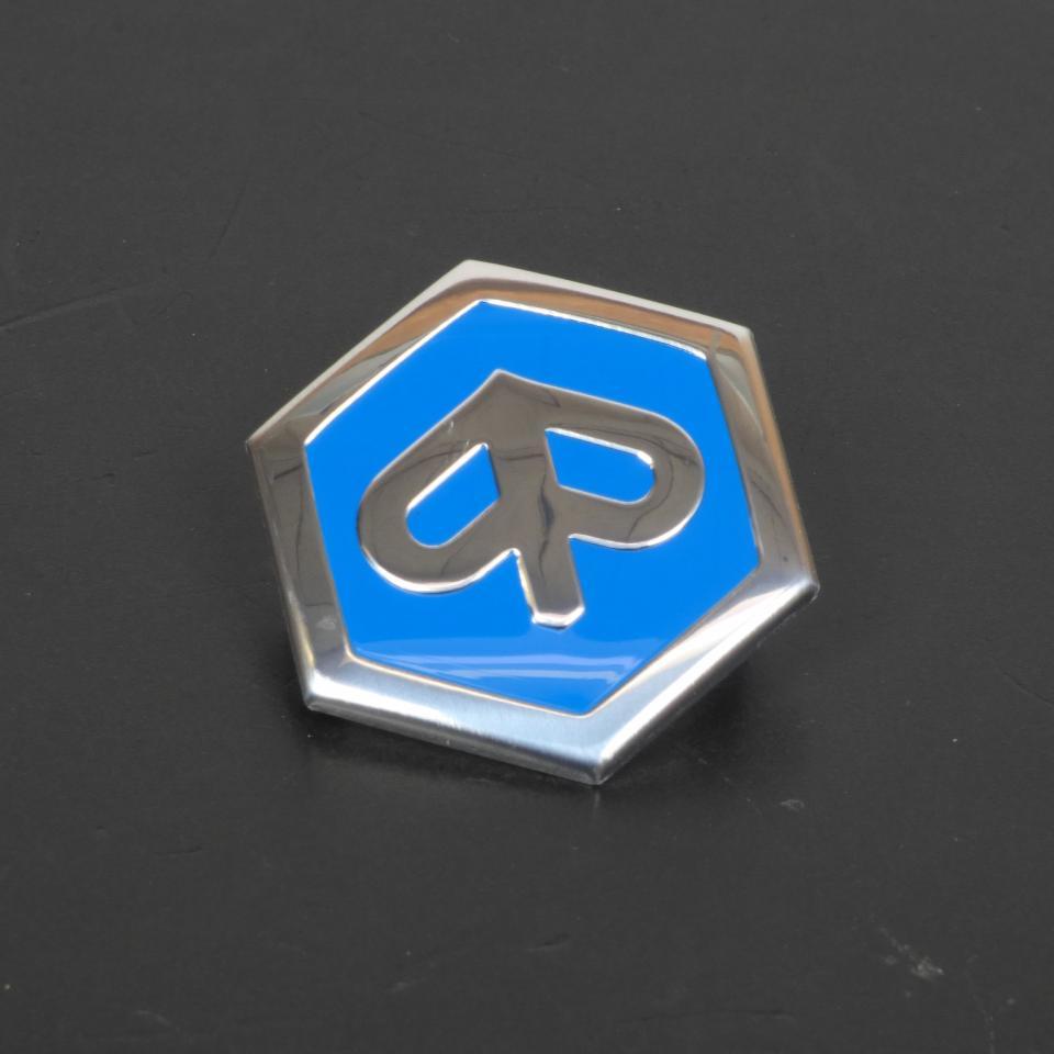 Emblème logo origine piaggio tablier avant à clipser chrome bleu 1B003766 Neuf