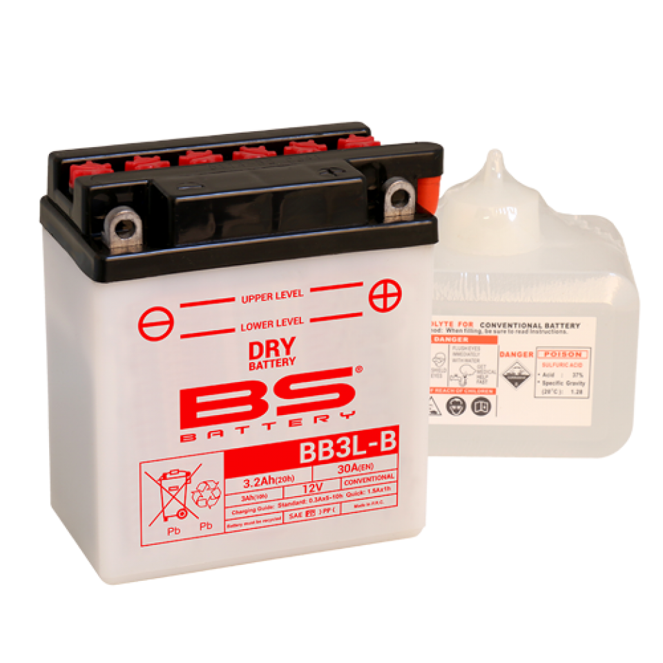 Batterie BS Battery pour Moto Yamaha 125 Dt Lc 1984 YB3L-B / 12V 3Ah Neuf