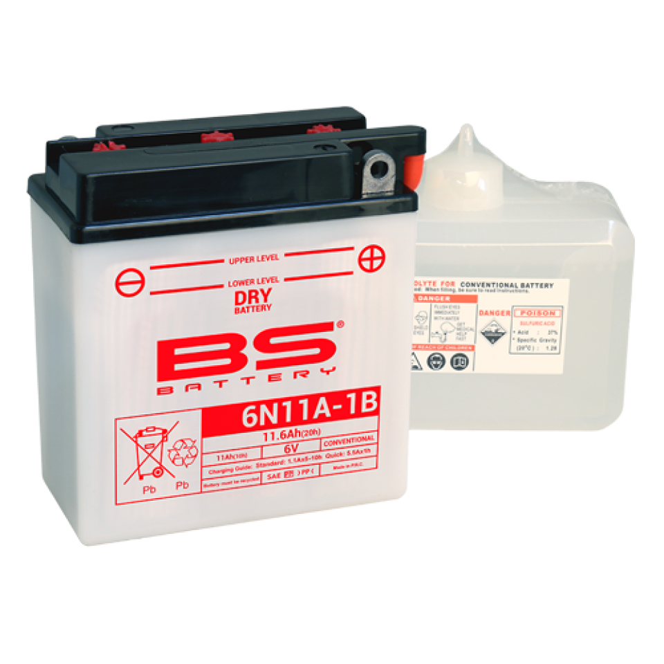 Batterie BS Battery pour Moto Husqvarna 125 SMS 1999 à 2014 6N11A-1B / 6V 11Ah Neuf