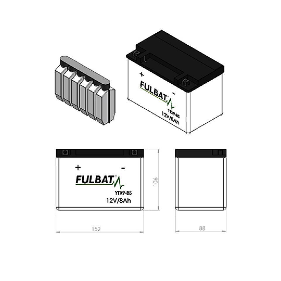 Batterie Fulbat pour Moto Honda 125 TRX 1988 Neuf