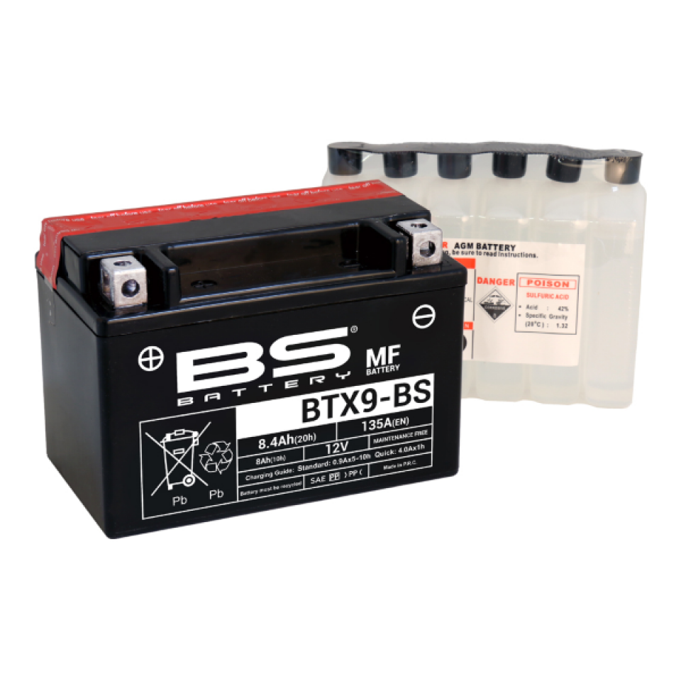 Batterie BS Battery pour Quad Adly 320 S 4X2 2011 à 2014 YTX9-BS / 12V 8Ah Neuf