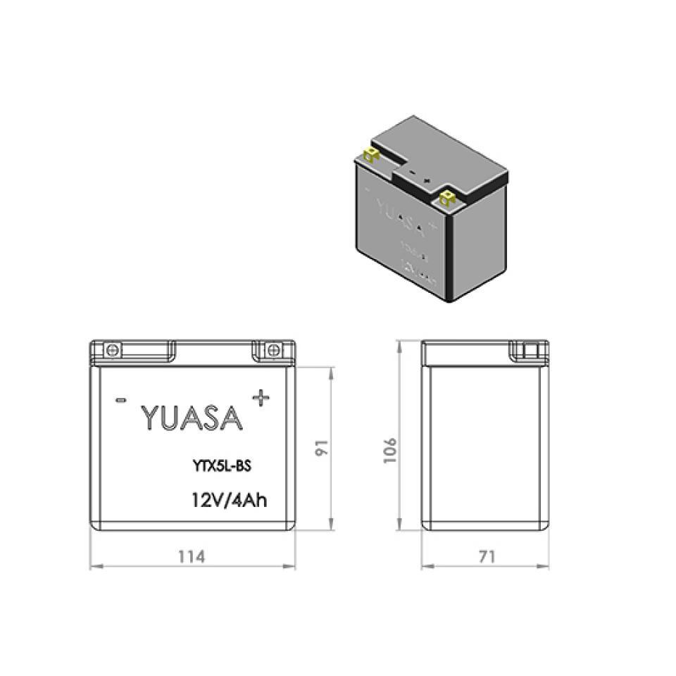 Batterie Yuasa pour Moto Beta 390 Rr 4T 2015 à 2017 YTX5L-BS / 12V 4Ah Neuf