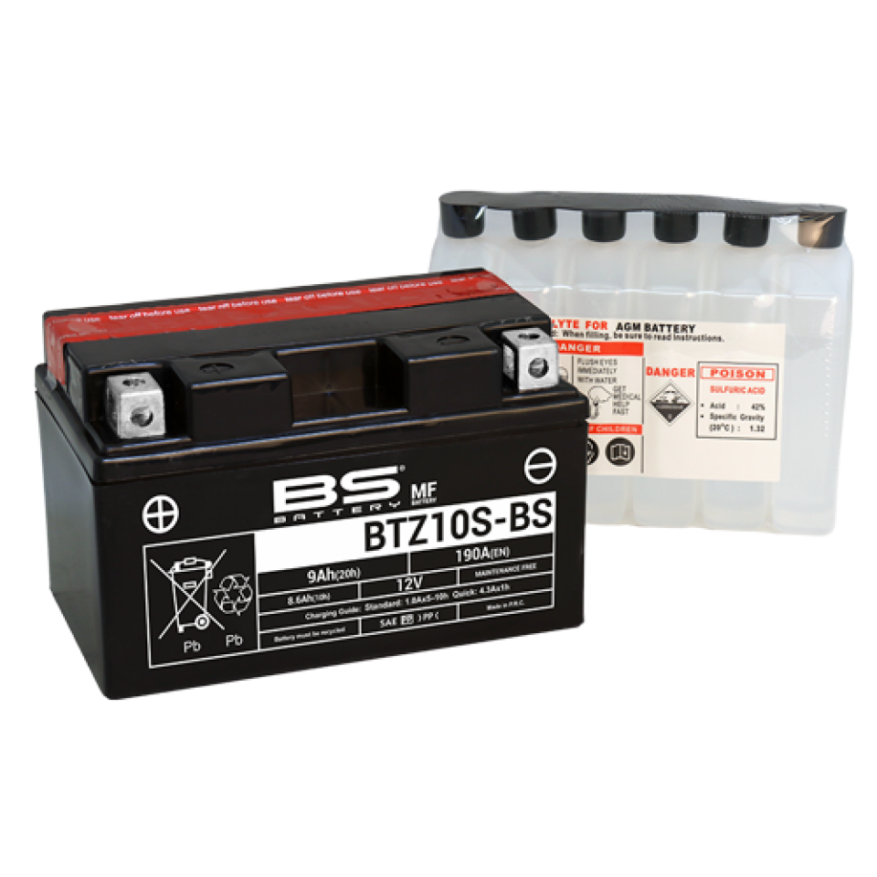 Batterie BS Battery pour pour Moto MV Agusta 750 F4 1999 à 2005 YTZ10S-BS / 12V 8,6Ah Neuf