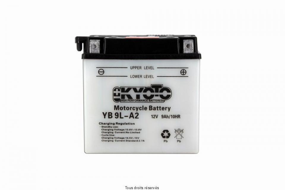 Batterie Kyoto pour Moto Kawasaki 250 EL Eliminator 1987 à 1995 YB9L-A2 / 12V 9Ah Neuf