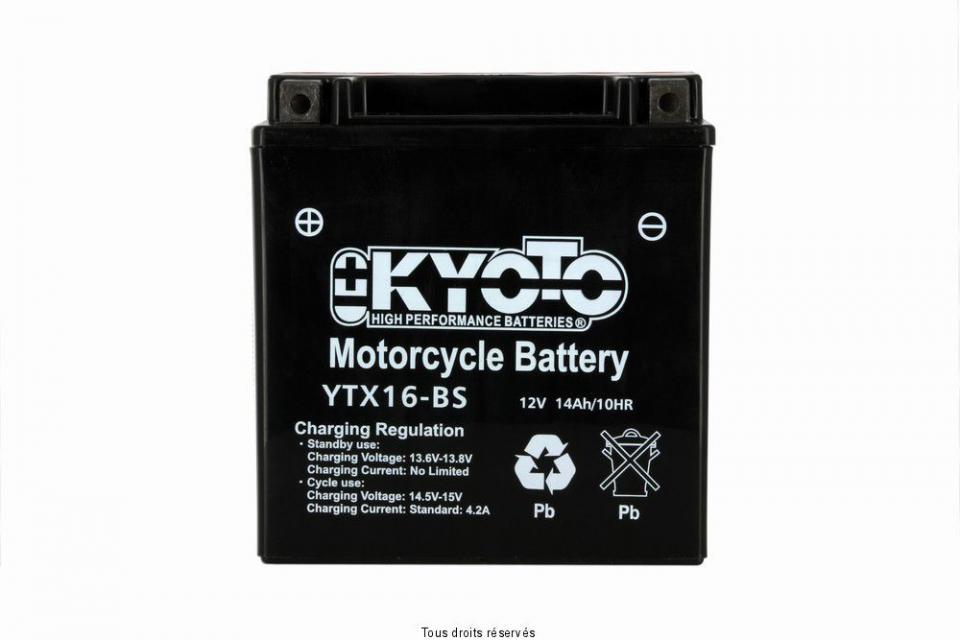 Batterie Kyoto pour Moto Kawasaki 1600 VN classic 2003 à 2007 YTX16-BS / 12V 14Ah Neuf
