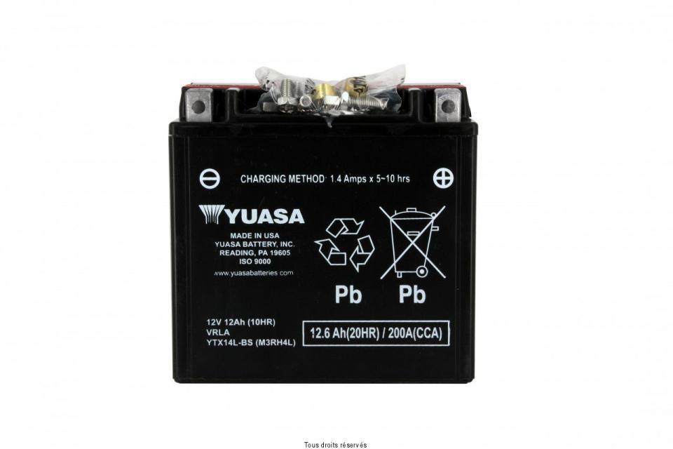 Batterie Yuasa pour Moto Harley Davidson 883 XL T Superlow 2011 à 2015 YTX14L-BS / 12V 12Ah Neuf