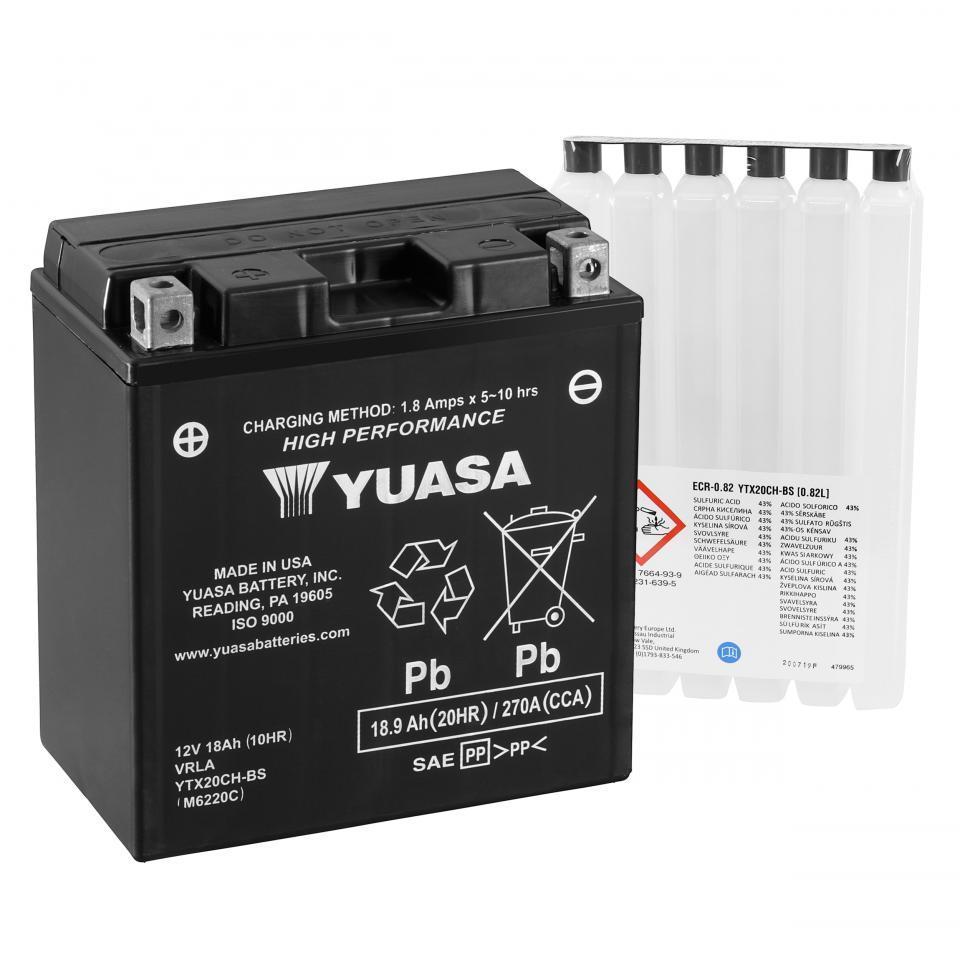 Batterie Yuasa pour Moto Moto Guzzi 850 Breva 2006 à 2010 YTX20CH-BS / 12V 18Ah Neuf