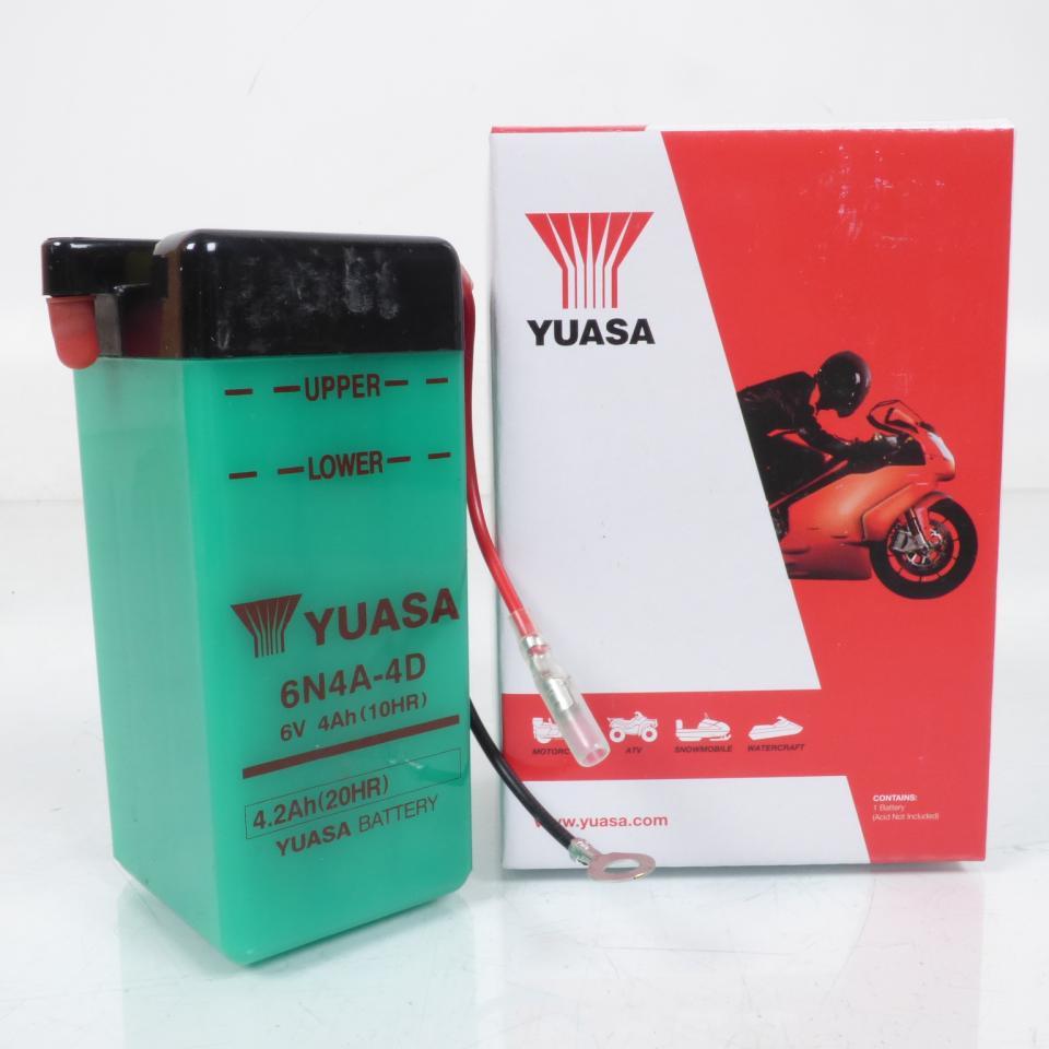 Batterie Yuasa pour Moto Yamaha 50 Fs1 E 1974 à 1976 6N4A-4D / 6V 4Ah Neuf