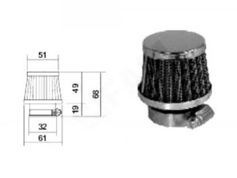 Filtre à air Sifam pour Auto droit chromé et rouge 32mm Neuf