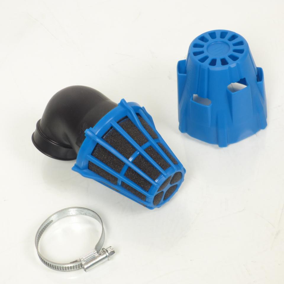 Cornet filtre à air coudée 90° Ø32mm Polini bleu 203.0182 pour moto carbu PHBG