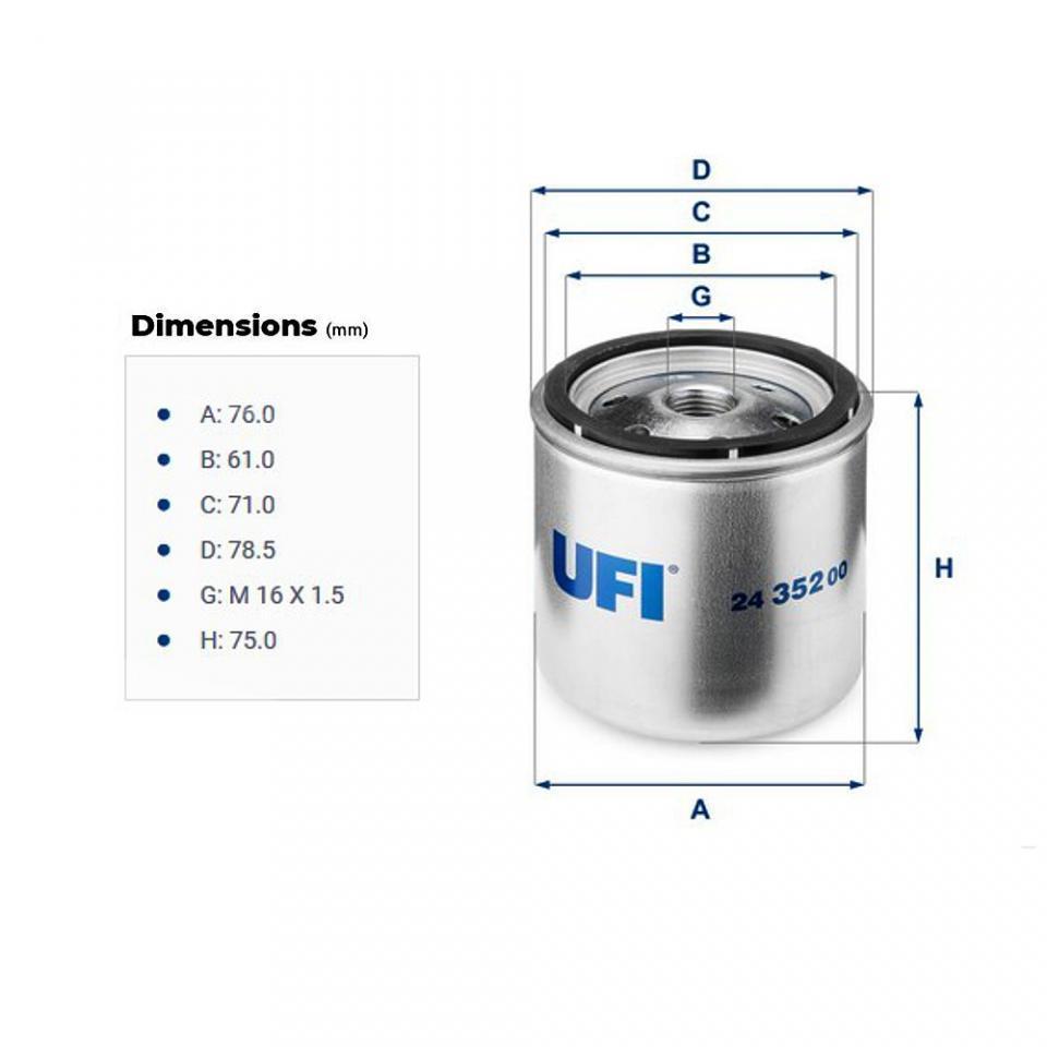 Filtre à huile UFI Filters pour Auto Piaggio Quargo 700 D 2435200 Neuf