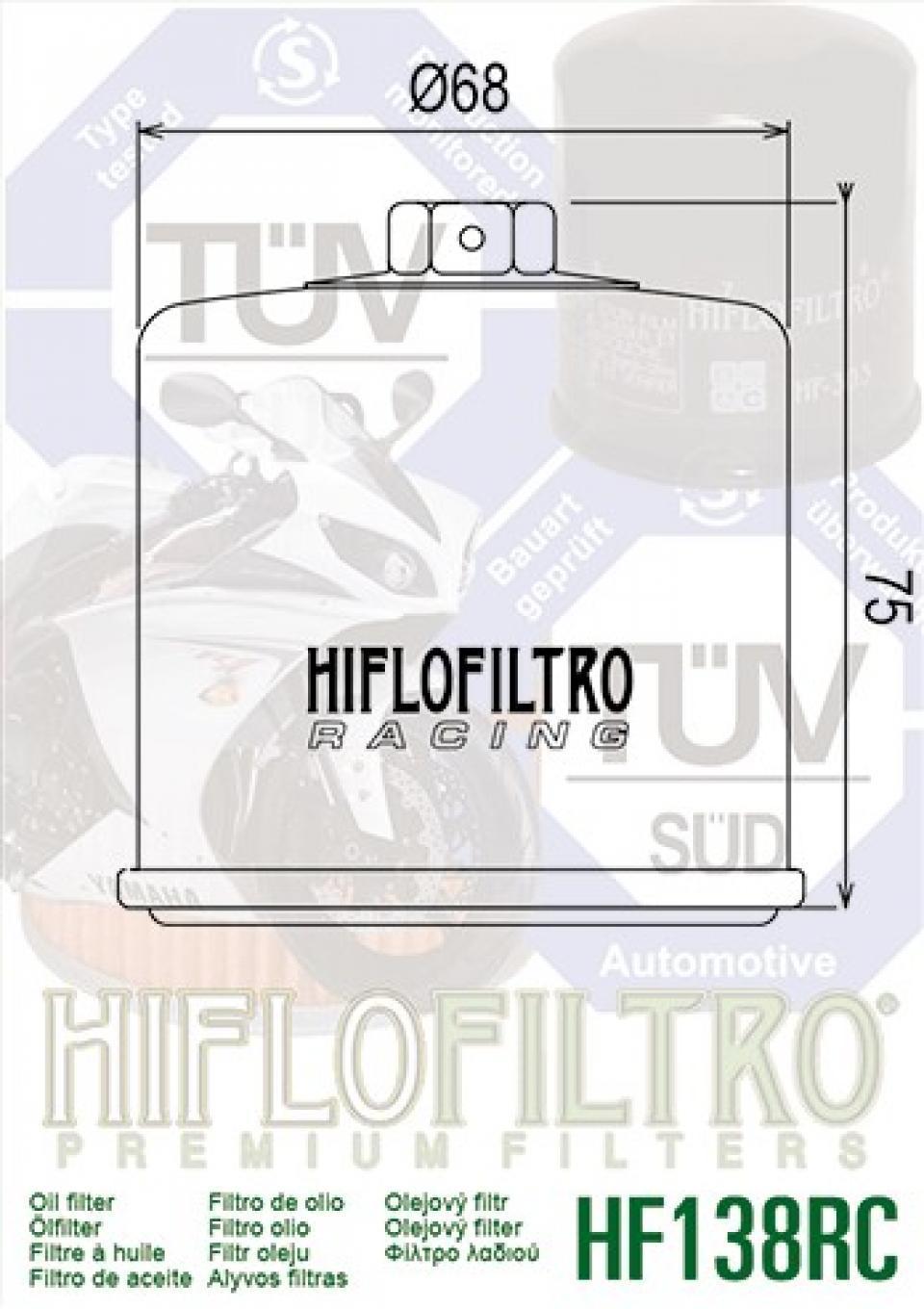 Filtre à huile Hiflofiltro pour Moto Suzuki 600 Gsx-R 1997 à 2017 HF138RC Neuf