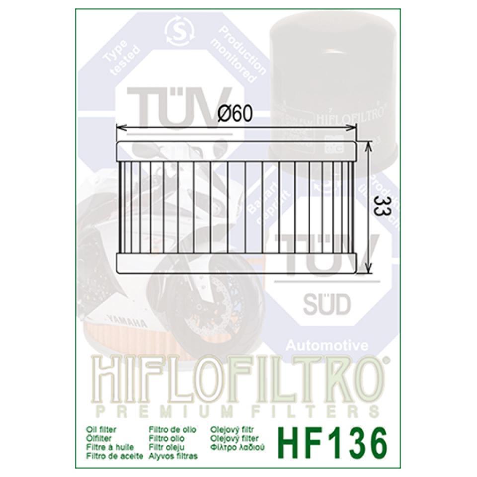 Filtre à huile Hiflofiltro pour Moto Suzuki 250 GZ Marauder 1999 à 2000 Neuf