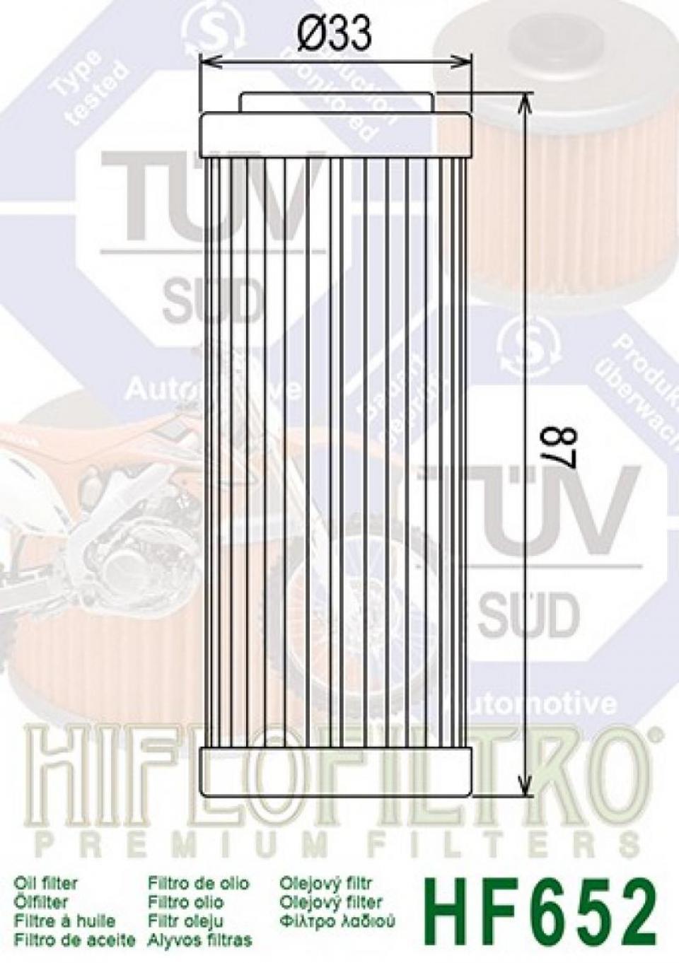 Filtre à huile Hiflofiltro pour Moto Husqvarna 250 FE 2014 à 2015 HF652 Neuf