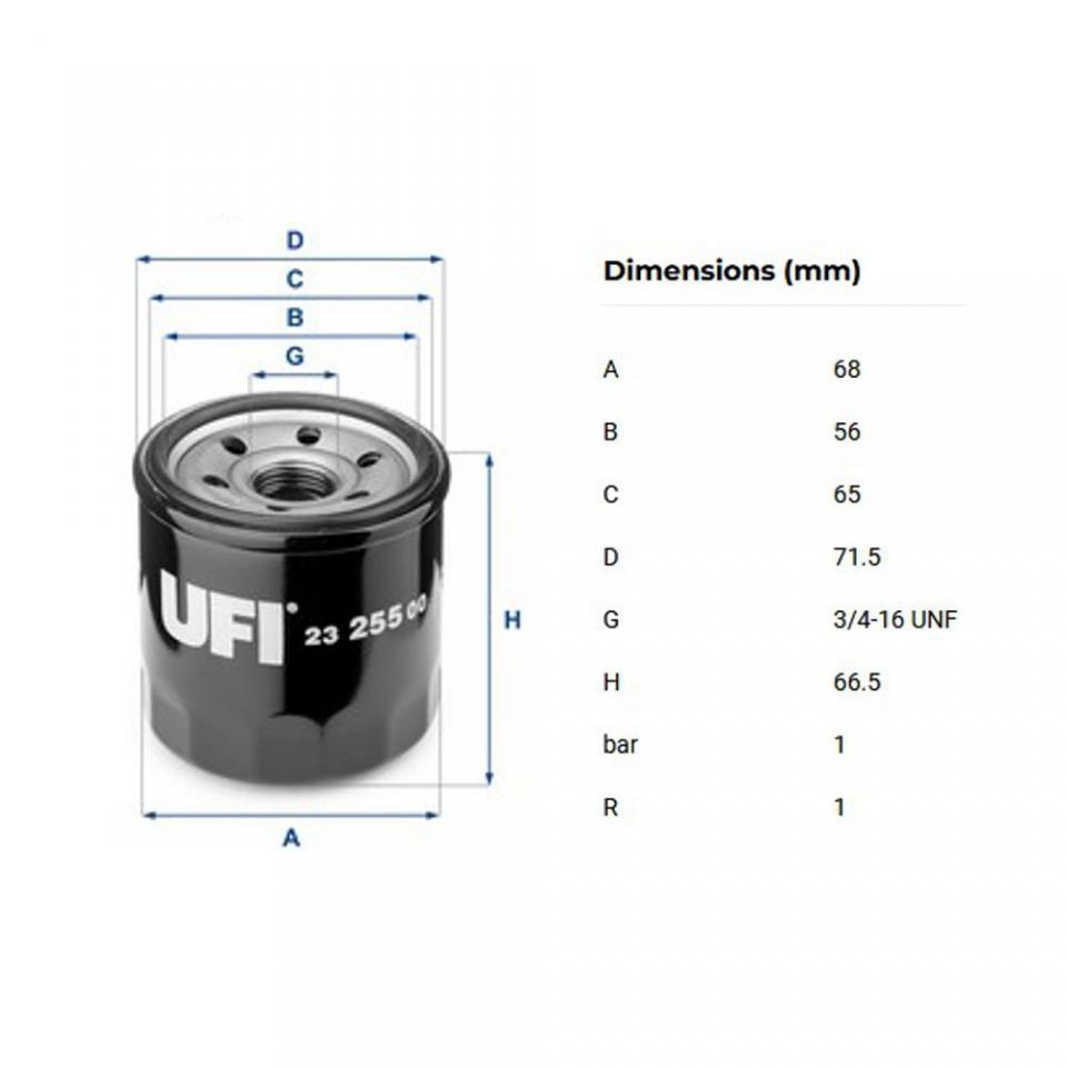 Filtre à huile UFI Filters pour auto Piaggio 1300 Porter 438038 / 2325500 Neuf