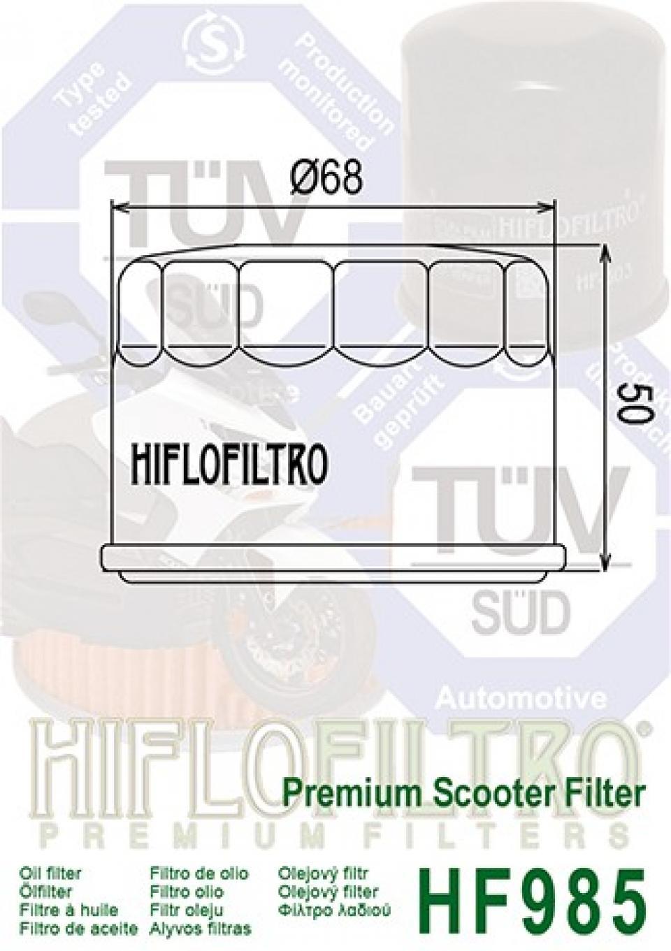 Filtre à huile Hiflofiltro pour scooter Yamaha 500 Tmax 2001 à 2010 HF985 Neuf