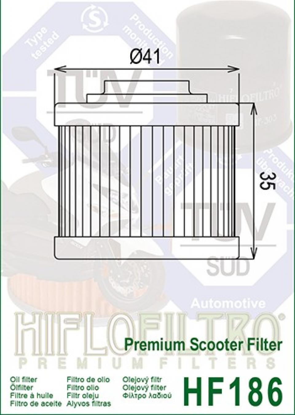 Filtre à huile Hiflofiltro pour Scooter Aprilia 125 Scarabeo Light Ie 2009 à 2016 HF186 / AP3HAA000309 Neuf