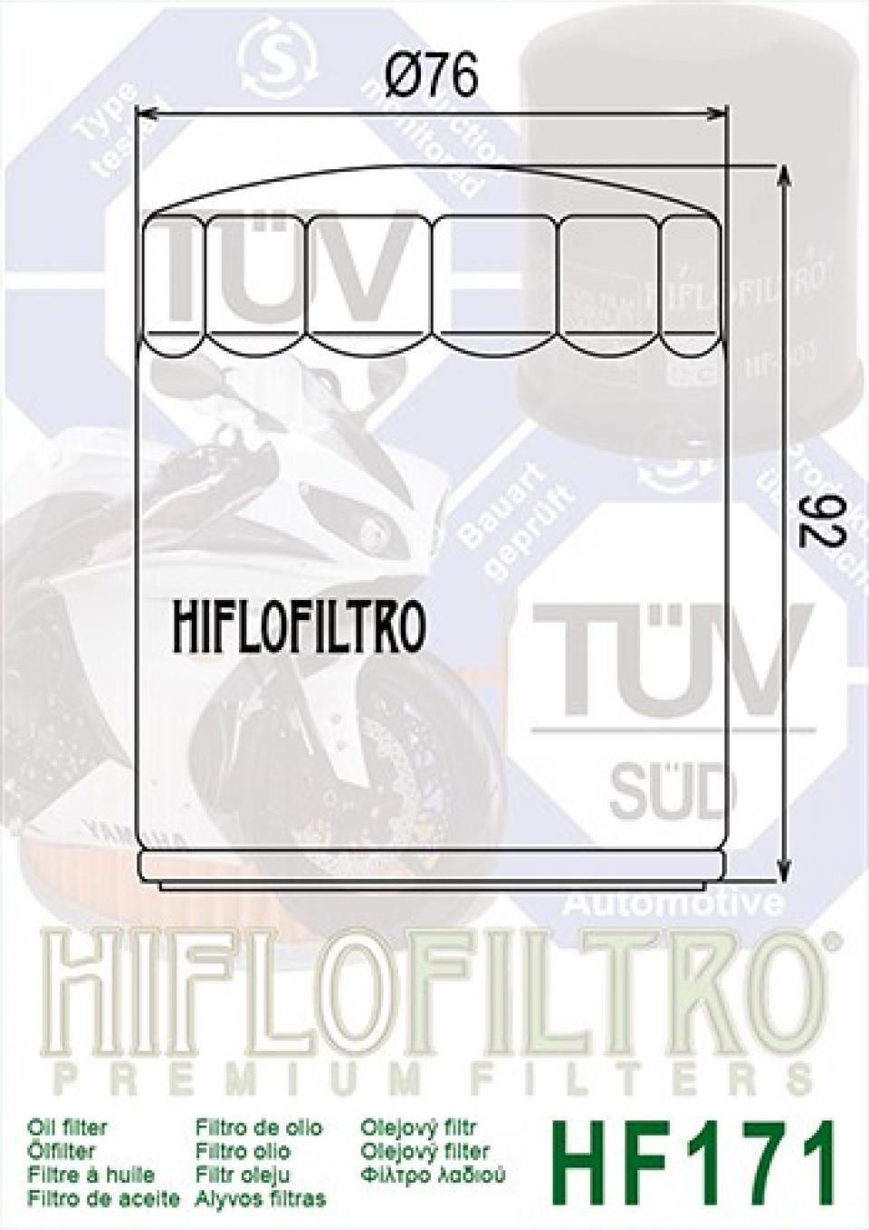 Filtre à huile Hiflofiltro pour Moto Harley Davidson 1200 Fat bob 2000 à 2007 HF171B / noir Neuf