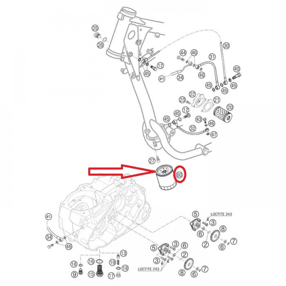 Filtre à huile origine pour Moto KTM 640 Duke 2 1999 à 2006 F303 Neuf