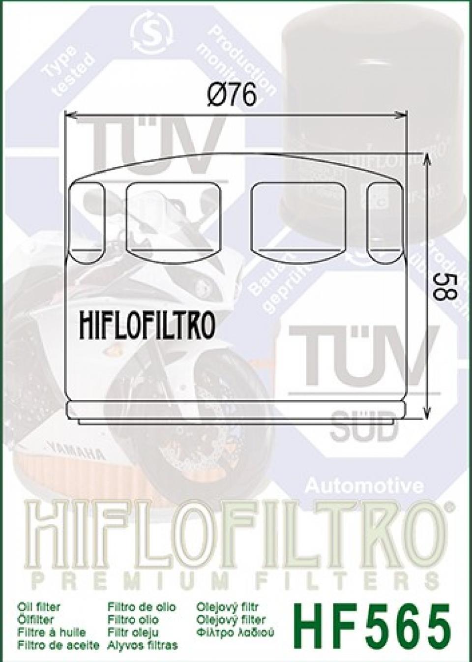 Filtre à huile Hiflofiltro pour Moto Aprilia 750 Shiver 2008 à 2012 HF565 / 82883R / 82960R Neuf