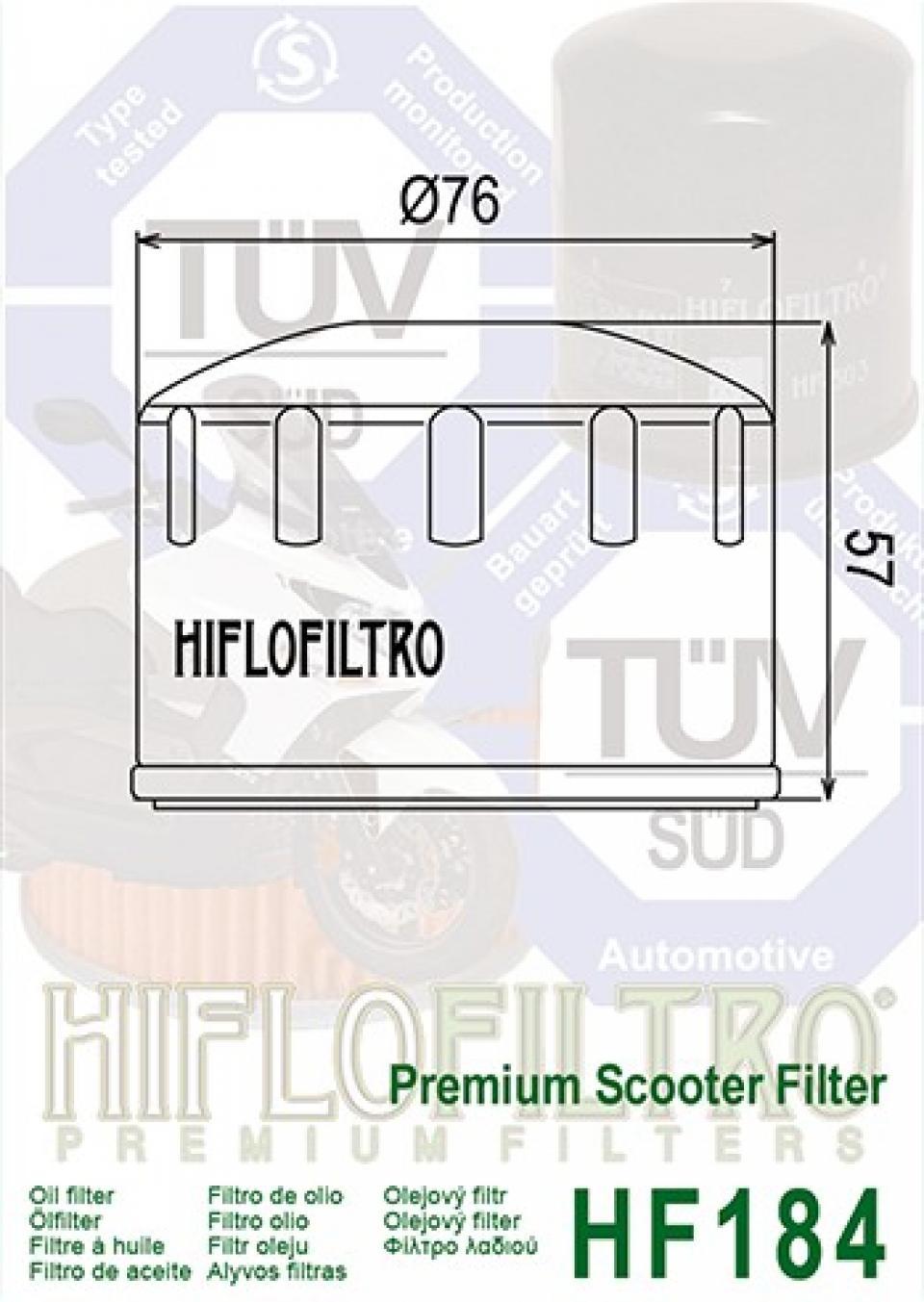 Filtre à huile Hiflofiltro pour Scooter Piaggio 400 MP3 2007 à 2013 HF184 / 759749/830239/82658R Neuf