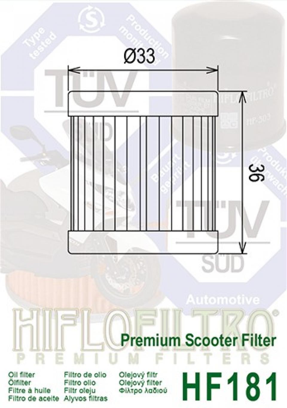 Filtre à huile Hiflofiltro pour Scooter Aprilia 125 Habana 2000 à 2002 HF181 / 410229/210410229 Neuf