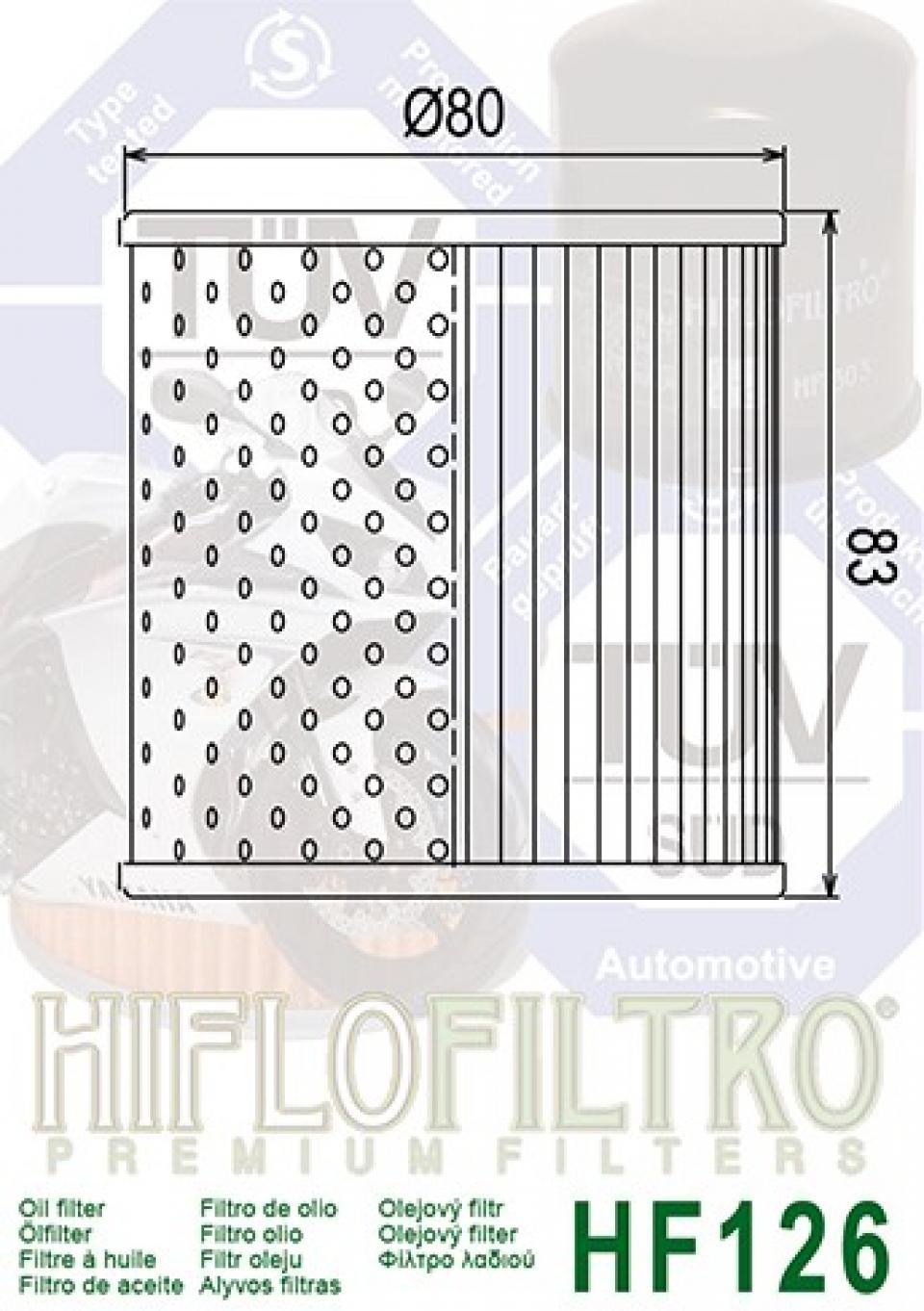 Filtre à huile Hiflofiltro pour Moto Kawasaki 1000 Z1000 1974 à 1981 HF126 Neuf