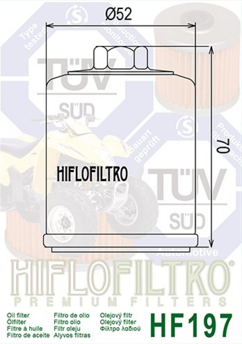 Filtre à huile Hiflofiltro pour Quad PGO 150 X-Rider HF197 Neuf