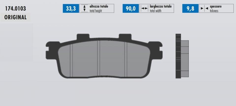 Plaquette de frein Polini ORIGINAL pour Scooter Kymco 125 SUPER DINK IE 174.0103