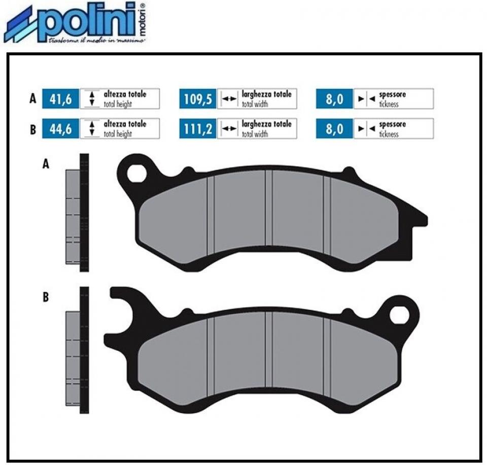 Plaquette de frein Polini pour Scooter Peugeot 50 Django 2T Allure Après 2014 Neuf