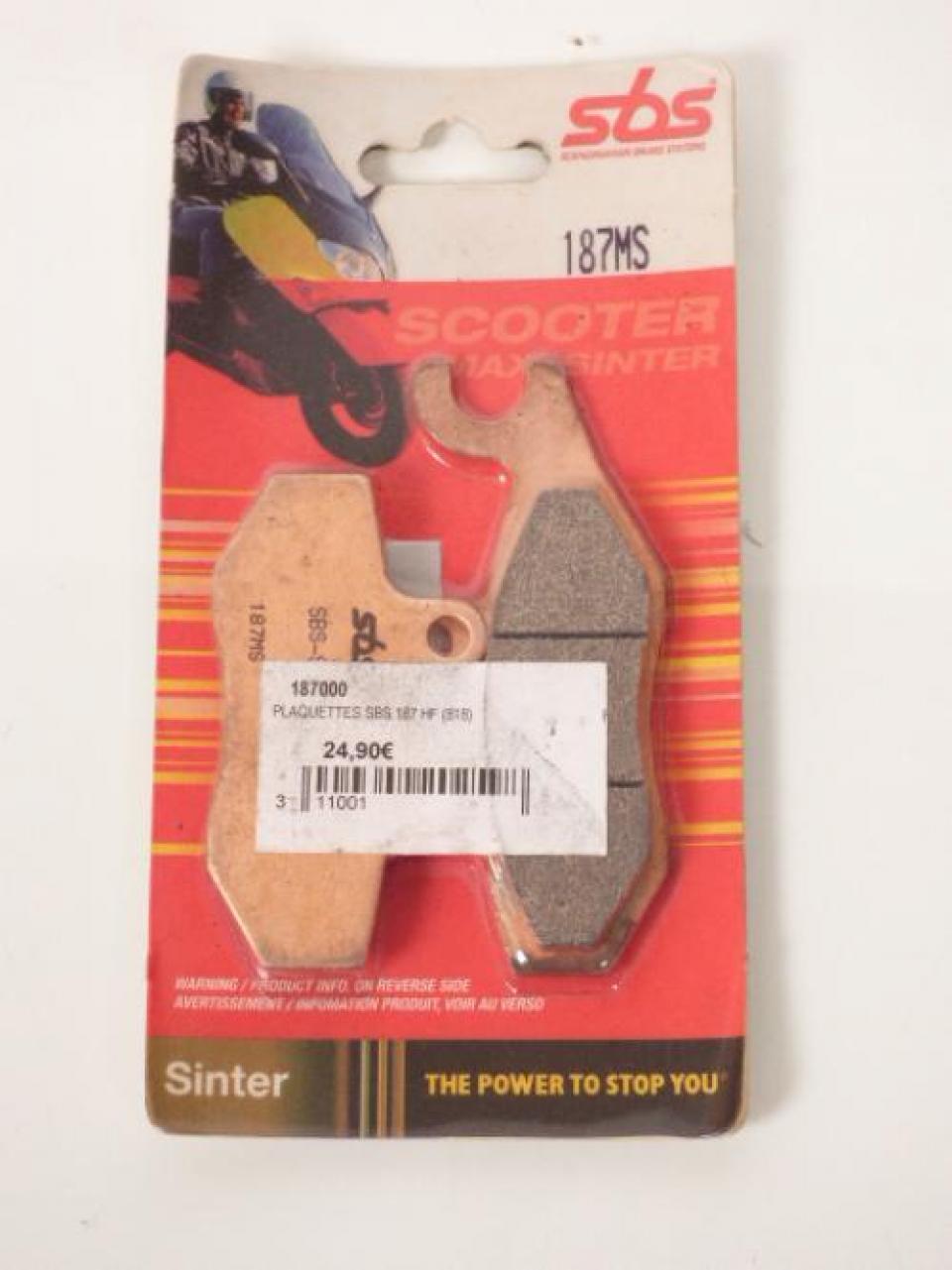 Plaquette de frein SBS pour scooter Piaggio 350 Beverly S 2014 à 2019 187MS Neuf