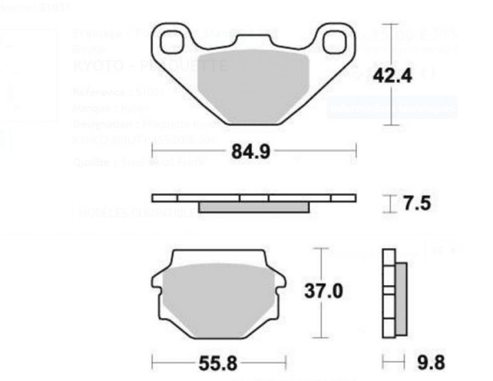 Plaquette de frein OEM pour Quad Chinois 250 ATV Neuf