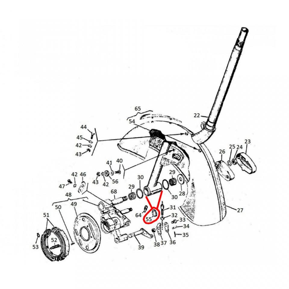 Joint axe basculeur roue avant RMS pour scooter Piaggio 50 Vespa 1963 à 1983