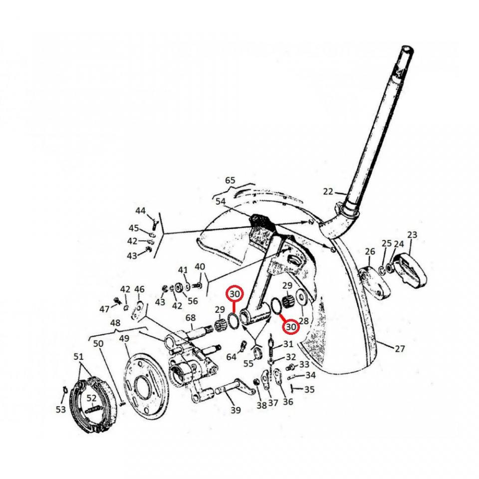 Joint axe basculeur roue avant RMS pour scooter Piaggio 50 Vespa 1963 à 1983