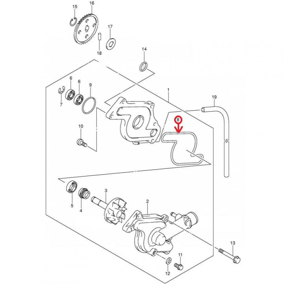 Joint de pompe à eau origine pour moto Suzuki 650 SV 17418-19F00 Neuf