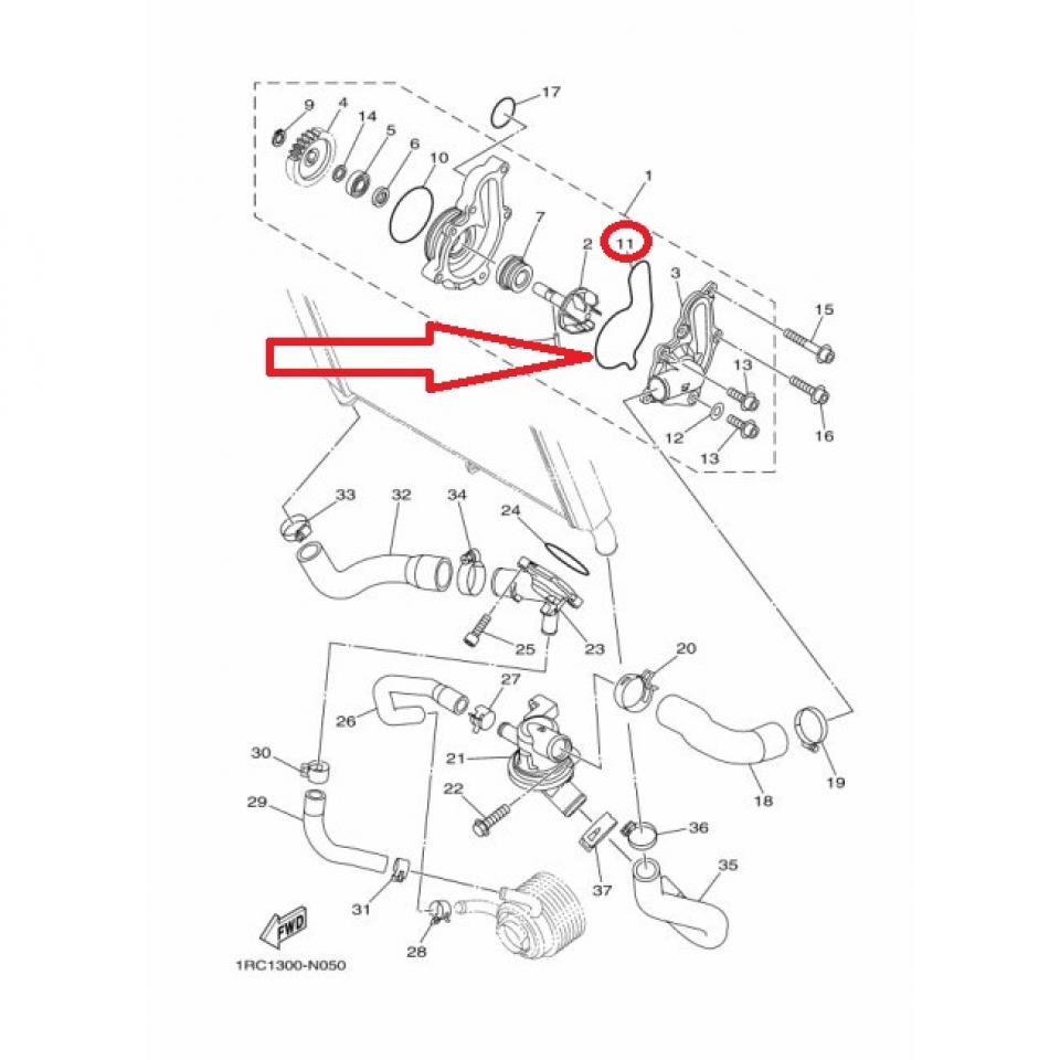 Joint de couvercle de pompe à eau origine pour moto Yamaha 850 MT-09 1RC1243900
