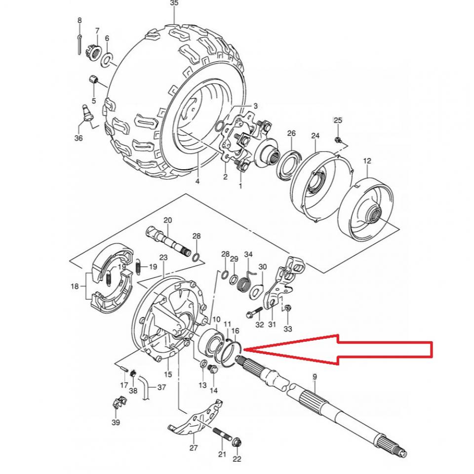 Joint flasque de frein origine pour quad Suzuki 250 LT-Z 09280-68008 Neuf