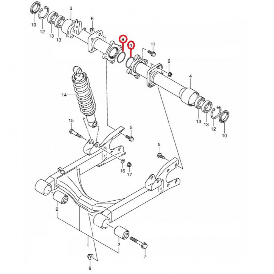 Joint torique de bras oscillant origine pour quad Suzuki 400 Eiger 09280-70005
