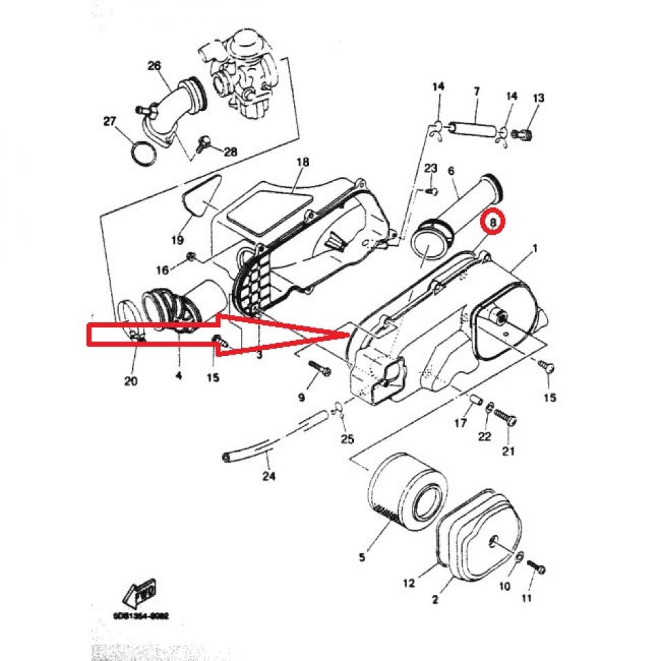 Joint de couvercle de boite à air pour scooter Yamaha 125 Majesty 5DS-E4452 Neuf