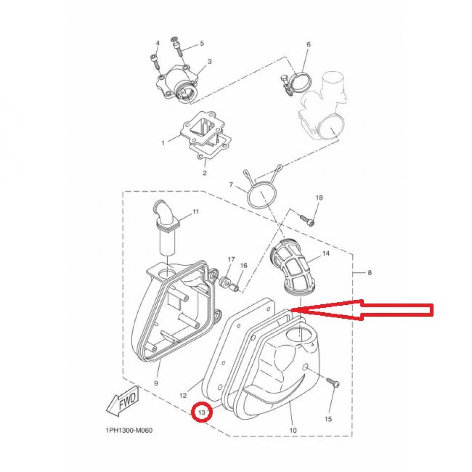 Joint couvercle boite à air pour scooter Yamaha 50 JOG 3WGE4452 50M1446201 Neuf