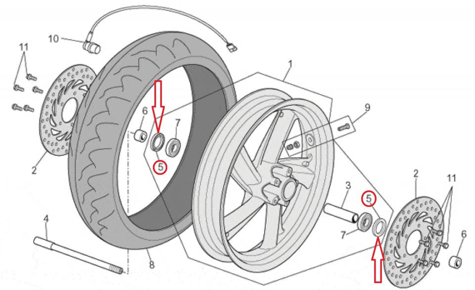 Joint spi axe roue AV pour scooter Aprilia 500 Atlantic AP8120621 25x42x7mm
