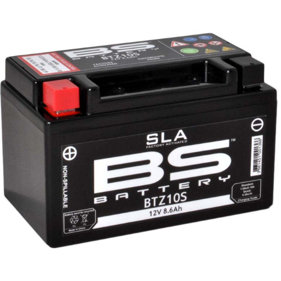 Batterie SLA BS Battery pour Moto Yamaha 1000 YZF R1 2004 à 2014 YTZ10S / SLA / 12V 8Ah Neuf